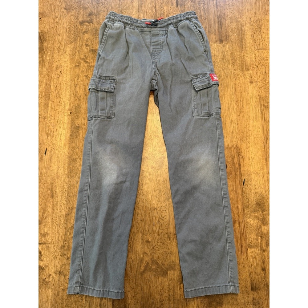 Levis Boys Gray Cargo Pants Elastic Waist Pull On Twill Red Tab